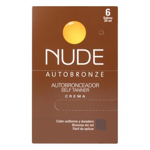 NUDE AUTOBRONCEADOR CREMA CAJA X 6 SOBRES X 20 ML