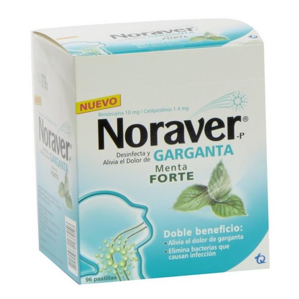 NORAVER GARGANTA MENTA FORTE CAJA X 96 TABLETAS MASTICABLES 