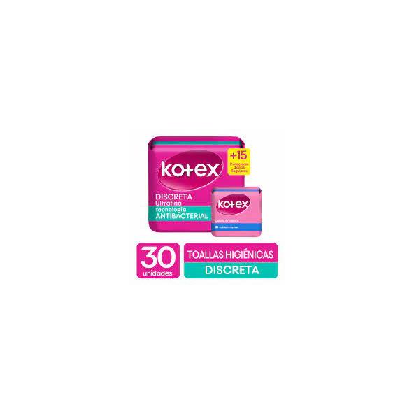 TOALLA HIGIENICA KOTEX U/FINA X30un+15 PROT OF