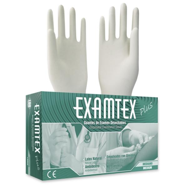 EXAMTEX GUANTES DE LATEX TALLA M CAJA X 100 UNIDADES