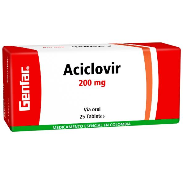 ACICLOVIR 200 MG CJX 25 TABLETAS GENFAR