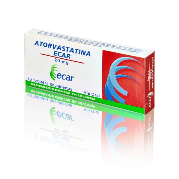 ATORVASTATINA ECAR 20 MG CAJA X 10 TABLETAS