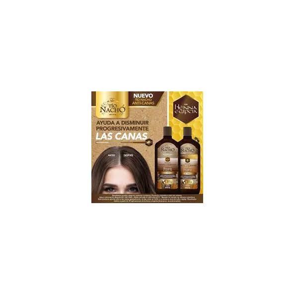 TIO NACHO SHAMPOO ANTI-CANAS HENNA EGIPCIA FRASCO X 415 ML