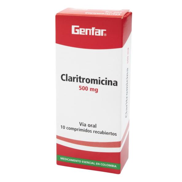 CLARITROMICINA  500mg  CAJA X 10 TABLETAS - GENFAR