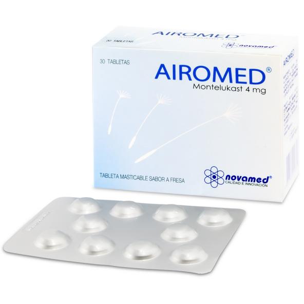 AIROMED 4 MG CAJA X 30 TABLETAS MASTICABLES SABOR FRESA