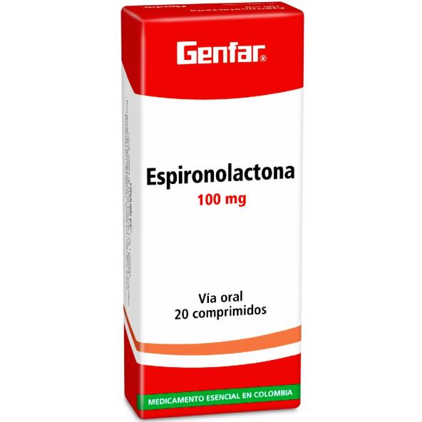 ESPIRONOLACTONA 100mg CAJA X 20 TABLETAS - GENFAR