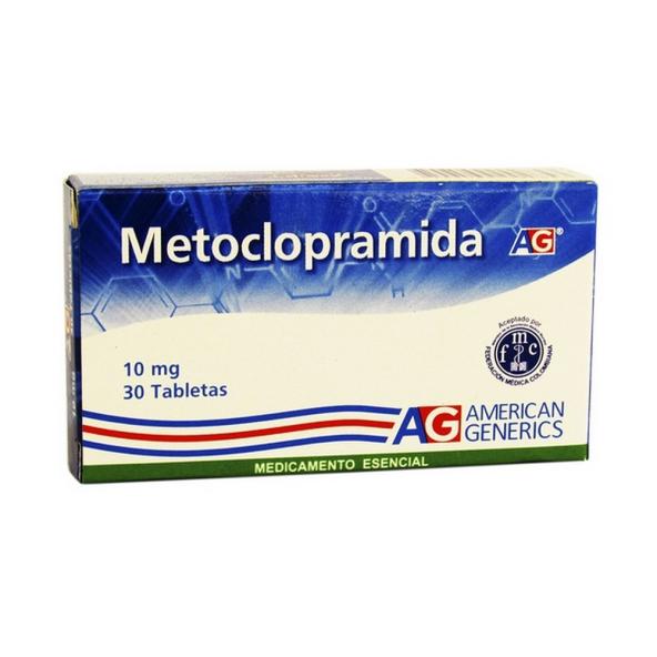 METOCLOPRAMIDA 10 MG CAJA X 30 TABLETAS AG