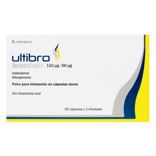 ULTIBRO BREEZHALER POLVO 110/15 MG CAJA X 30 CAP + INHALADOR