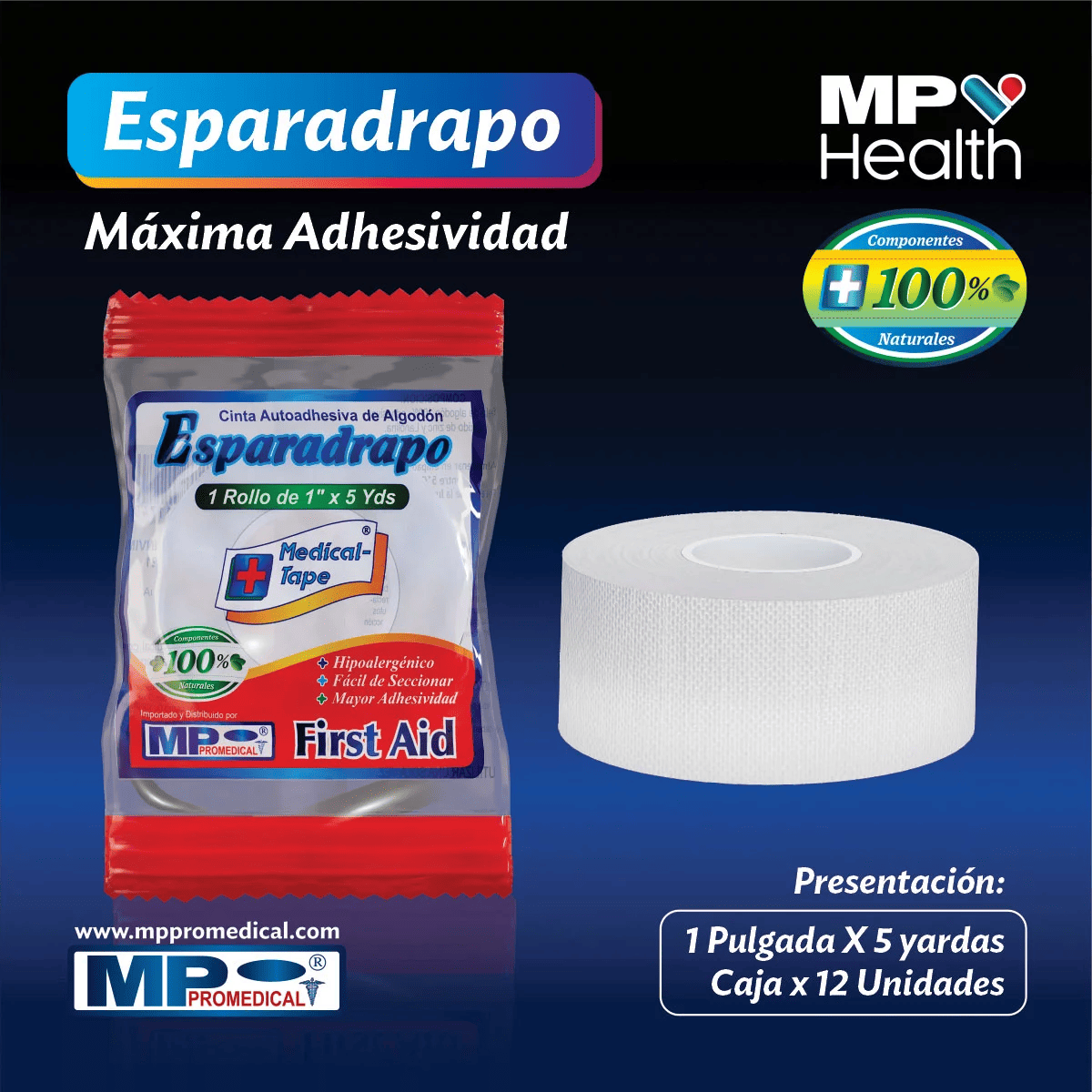 ESPARADRAPO 1 X 5 YARDAS CAJA X 12