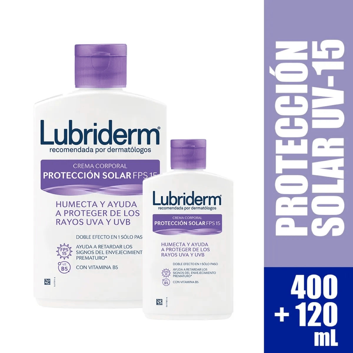 LUBRIDERM PROTECCIÓN SOLAR FPS 15 FRASCO X 400 ML + 120 ML