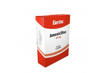 AMOXICILINA 875 MG VIA ORAL 14 TABLETAS GENFAR