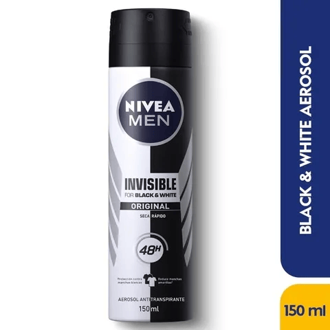 NIVEA MEN BLACK & WHITE INVISIBLE AEROSOL ANTITRANSPIRANTE FRASCO X 150 ML