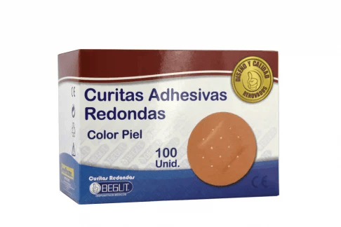 Curitas Adhesivas Redondas Begut Color Piel Caja Con 100 Unidades