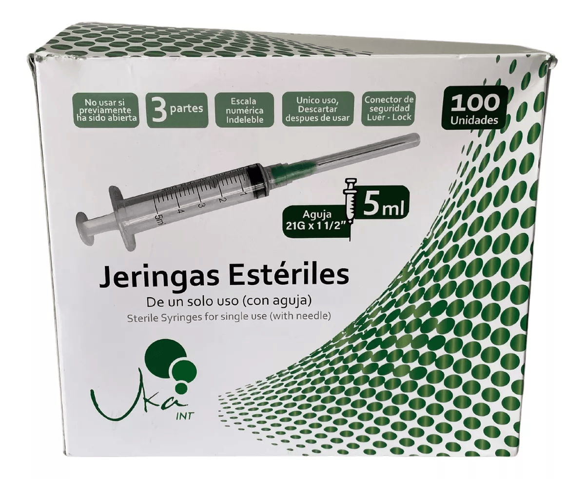 JERINGA DESECHABLE X5ML 21G X1.1/2 SKINLINE