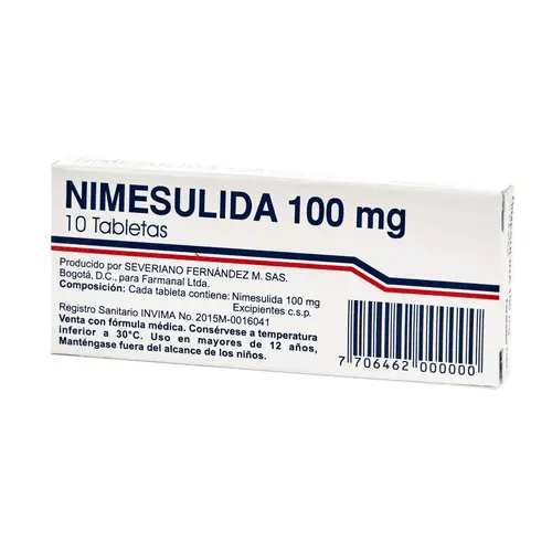 NIMESULIDA 100 MG CAJA X 10 TABLETAS