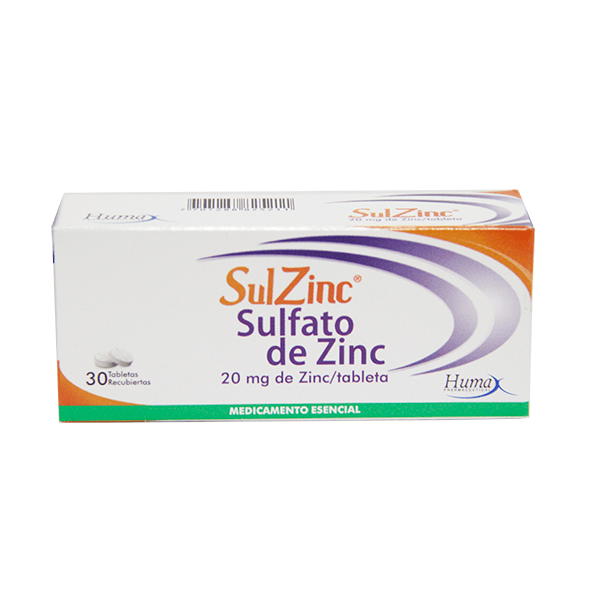 SULZINC SULFATO DE ZINC 20mg CAJA X 30 TABLETAS---- HUMAX