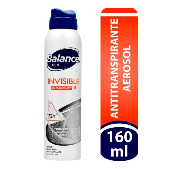 BALANCE MEN INVISIBLE SIN MANCHAS AEROSOL ANTITRANSPIRANTE FRASCO X 160 ML