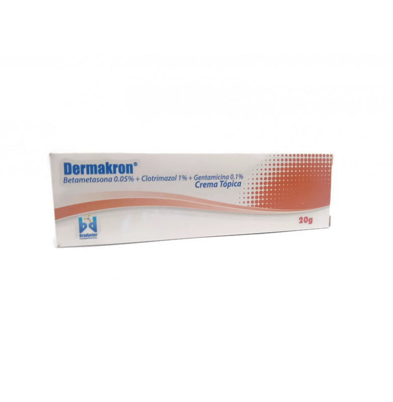 DERMAKRON CREMA TUBO X 20 GR (BETAMETASONA 0.05%+CLOTRIMAZOL 1%+GENTAMICINA0.1%)