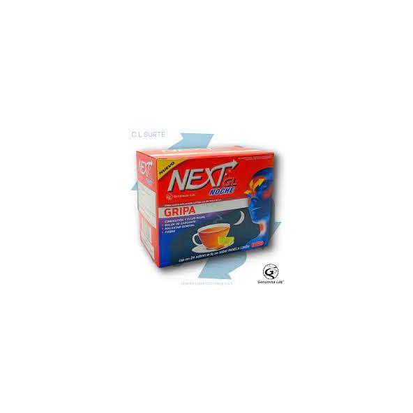 NEXT GRIPA NOCHE SABOR PANELA LIMÓN CAJA X 24 SOBRES