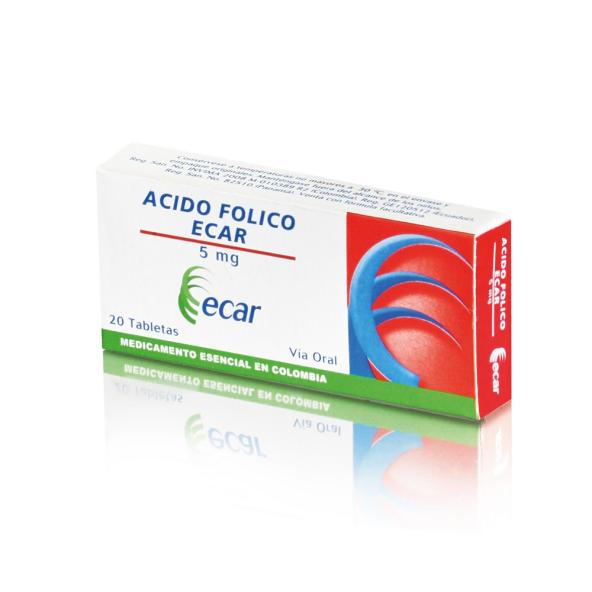 ACIDO FOLICO 5 MG CJX 20 TABLETAS