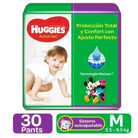 HUGGIES ACTIV SEC M2 X 30 PAÑALES