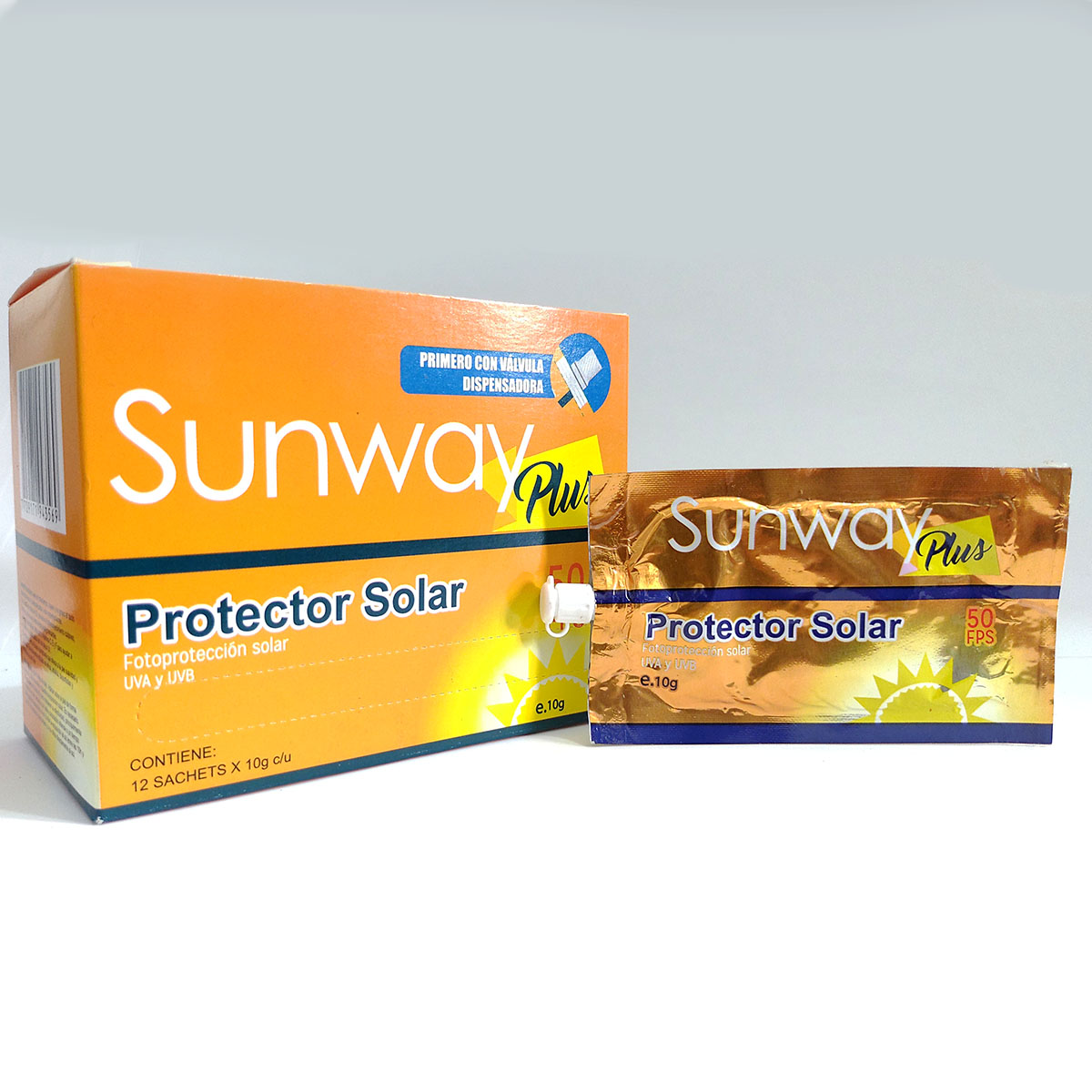 SUNWAY PLUS FPS 50 PROTECTOR SOLAR CAJA X 12 SOBRES