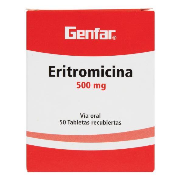 ERITROMICINA 500mg CAJA X 50 TABLETAS- GENFAR