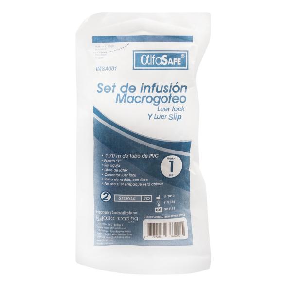 SET DE INFUSION MACROGOTEO (LUER LOCK Y LUER SLIP) X 1 UNIDAD ALFASAFE