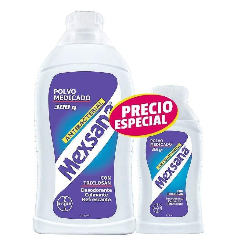 TALCO OFERTA  MEXSANA CON TRICLOSAN X 300 GR + MEXANA X 85 GR