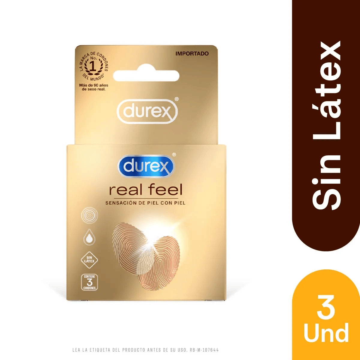 PRESERVATIVOS DUREX REAL FEEL  SENSACION DE PIEL CON PIEL CAJA X 3 UNDS