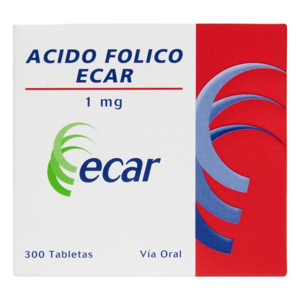 ACIDO FOLICO 1 MG CJX 300 TABLETAS ECAR