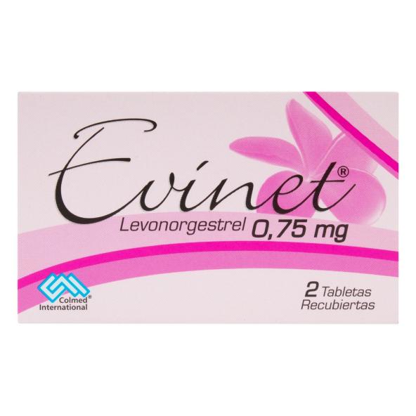 EVINET LEVONOGESTREL  0.75 MG CAJA X 2 TABLETAS RECUBIERTAS