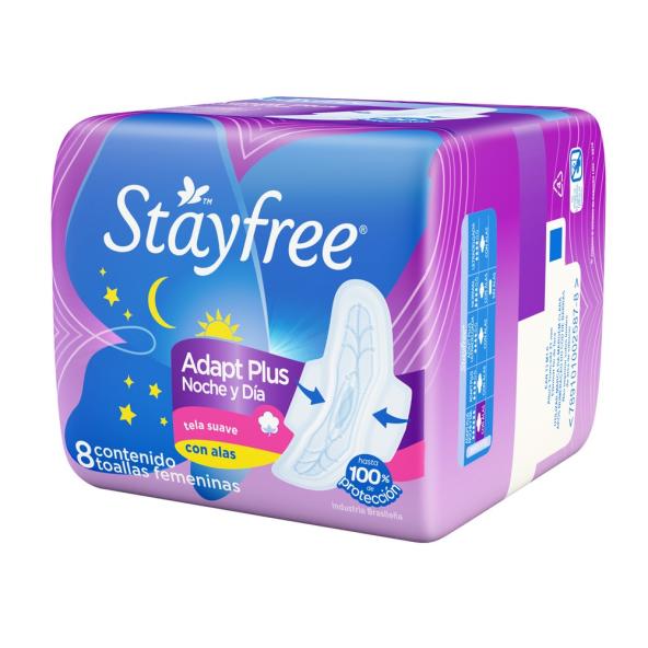 TOALLAS STAYFREE ADAPT PLUS NOCHE Y DIA X 8 UNIDADES