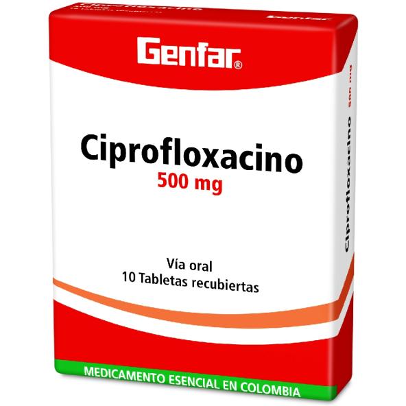 CIPROFLOXACINO 500mg  CAJA X 10 TABLETAS - GENFAR