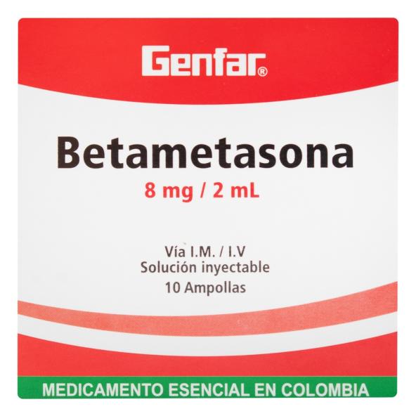 BETAMETASONA 8 MG/2ML CAJA X 10 AMPOLLAS--- GENFAR