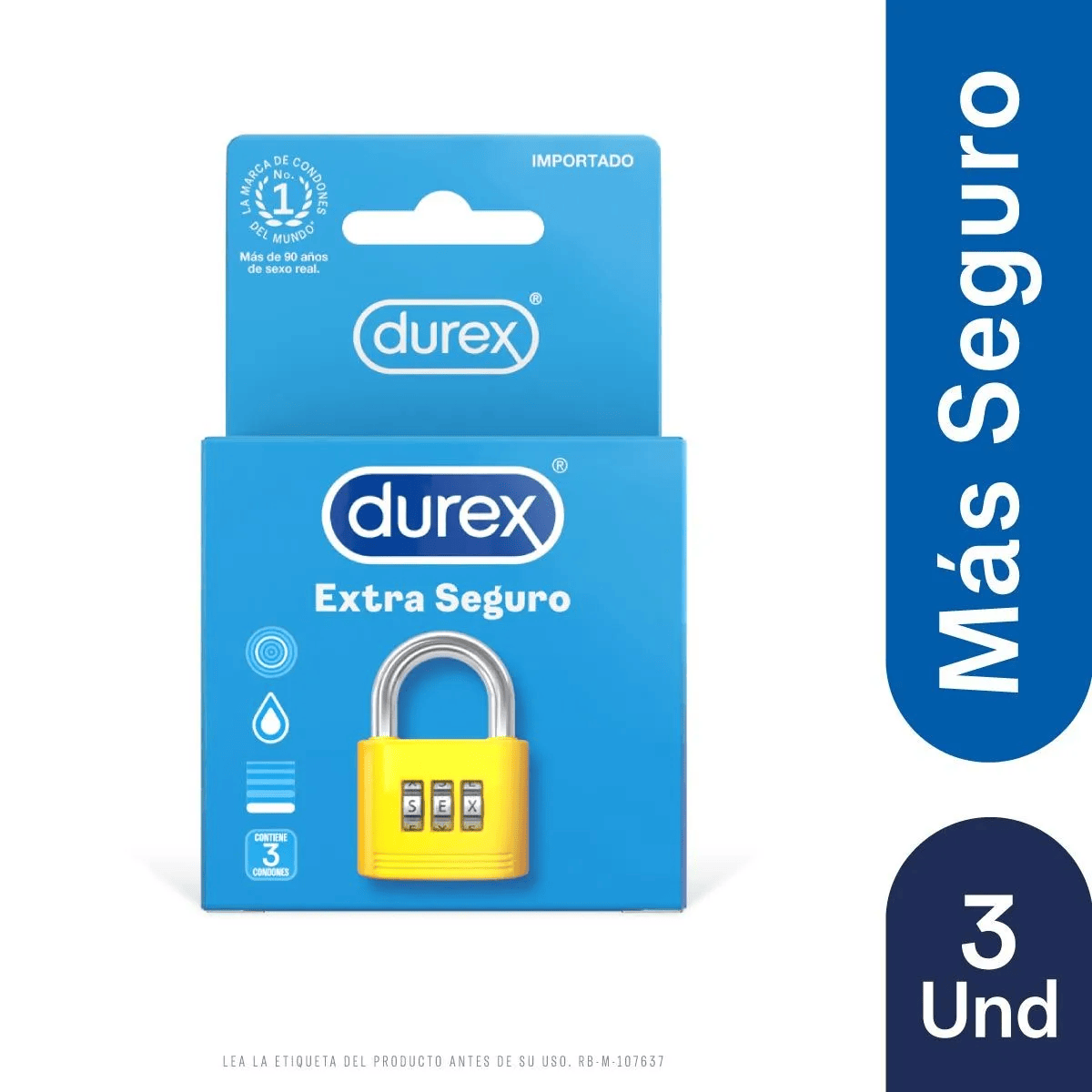 PRESERVATIVO DUREX EXTRA SEGURO X 3 UNIDADES