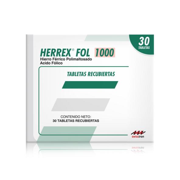 HERREX FOL TAB 1000  CAJA X30 TABLETAS - FARMA