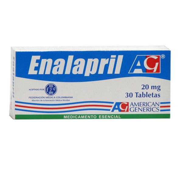 ENALAPRIL  20 MG X 30 TABLETAS -- A.G