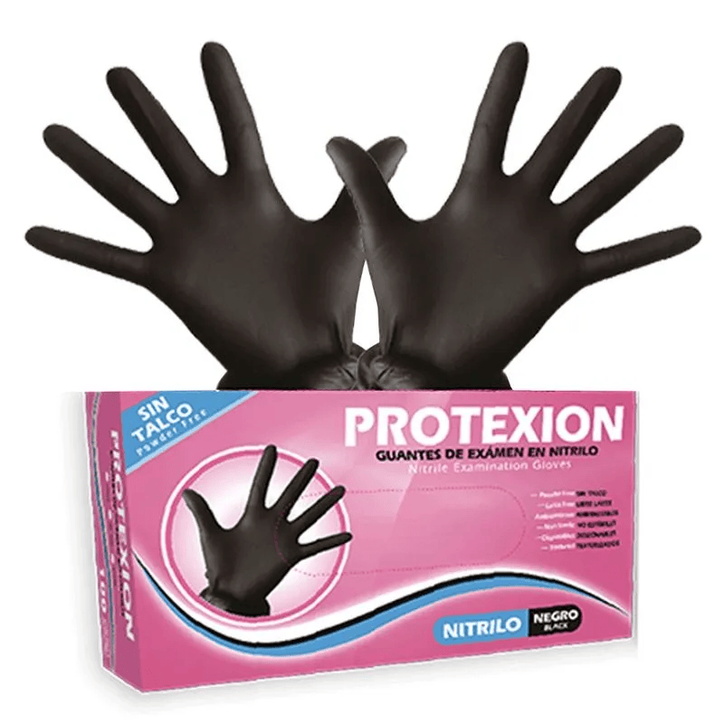 GUANTES NITRILO NEGRO PROTEXION TALLA L  X 100 UNIDADES