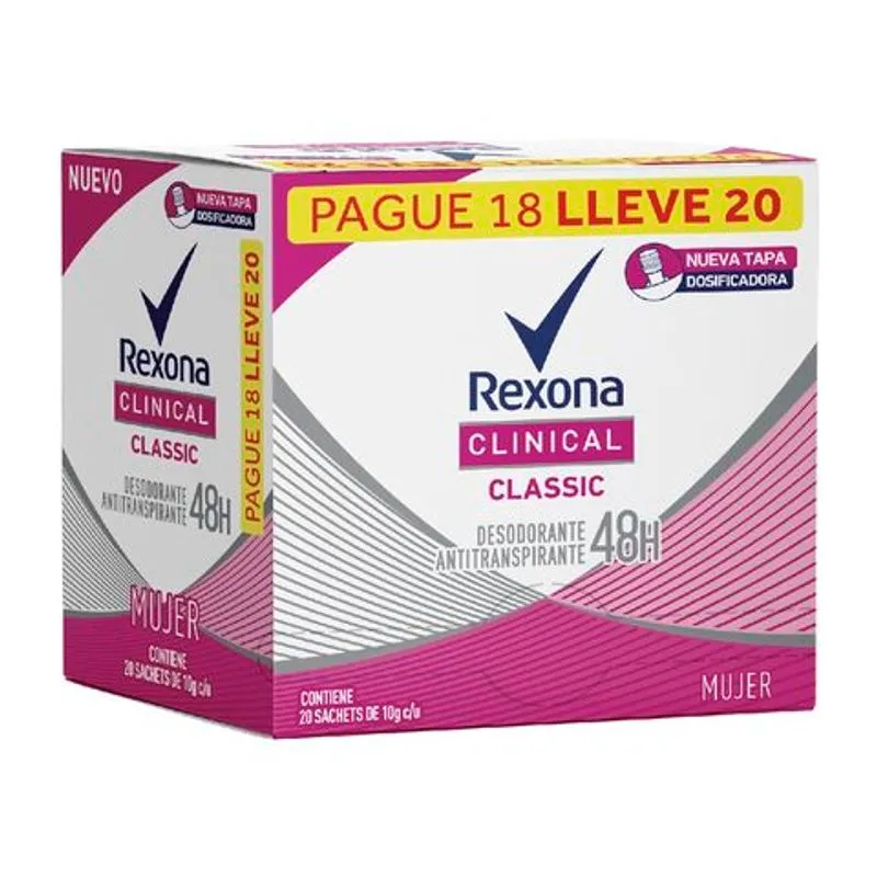 REXONA MUJER ANTIBACTERIAL ANTITRASPIRANTE CAJA X 18 SOBRES CREMA